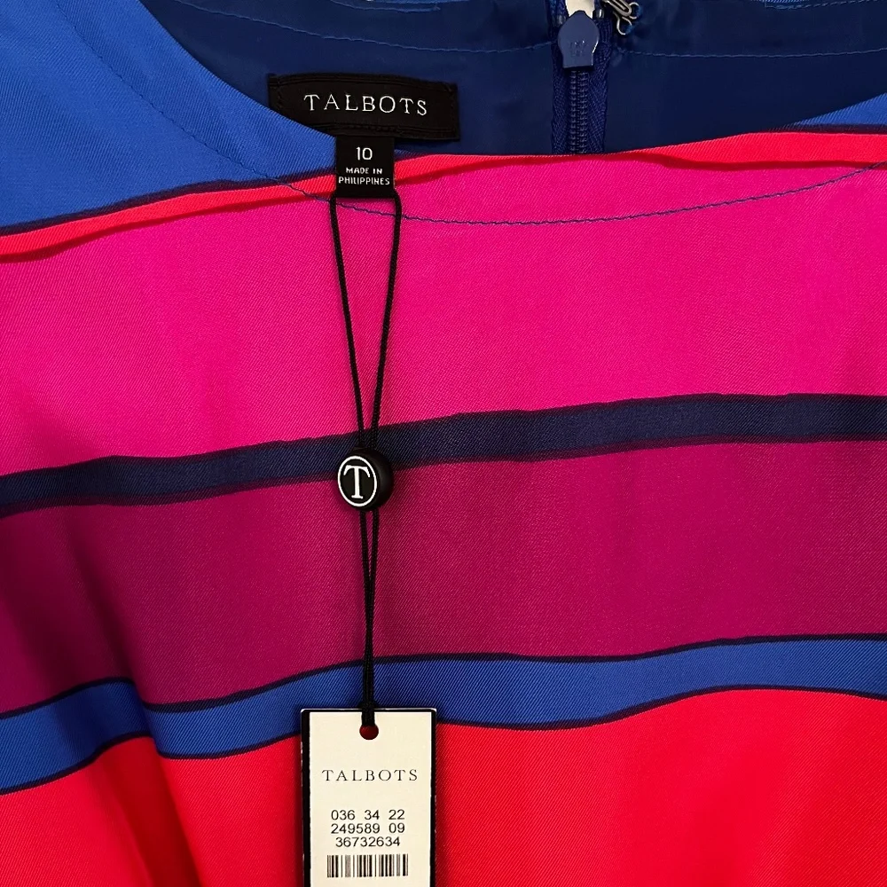 TALBOTS NWT Ladies Sleeveless Striped Dress, SZ10 - Picture 2 of 9